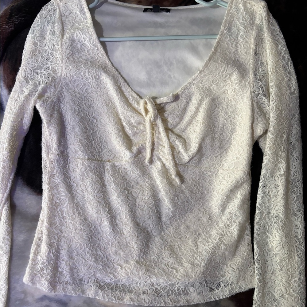 Self Esteem Cream Lace Blouse